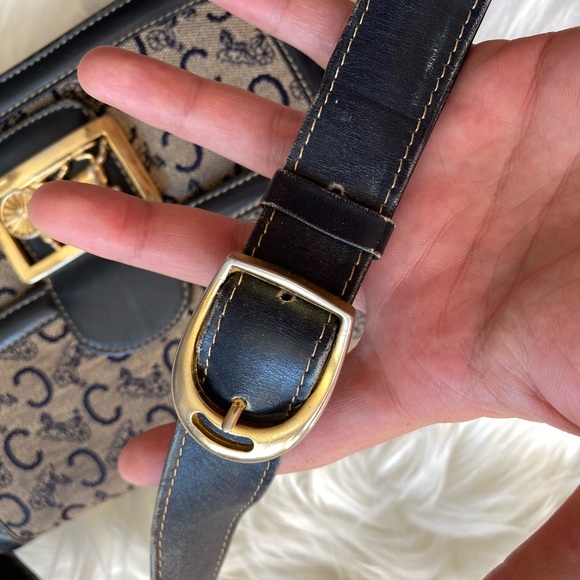 Authentic vintage Celine black macadam house carriage shoulder bag - Picture 2 of 13